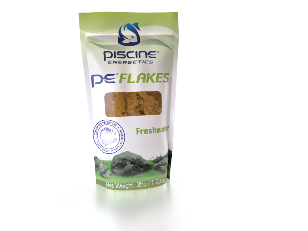 PE Flakes are made out of sustainable PE Mysis, and is a  premium nutrition fish food