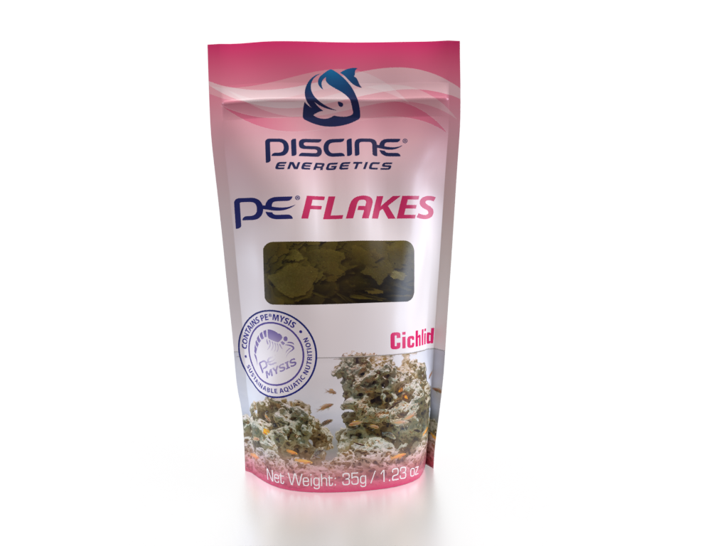 PE Flakes are made out of sustainable PE Mysis, and is a  premium nutrition fish food