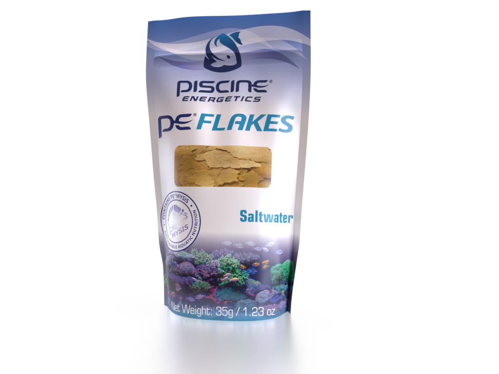 PE Flakes are made out of sustainable PE Mysis, and is a  premium nutrition fish food